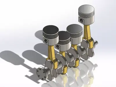 Piston Connecting  Rod Crankshaft Mechanism Free 3D model