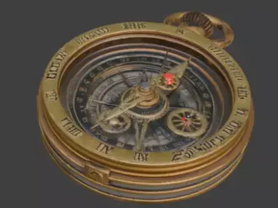 Steampunk Precision Clockwork Compass 3D Model Low-poly 3D model purchase