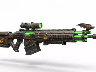 Haunted Jack O Lantern Sniper Rifle 3D Model Low-poly 3D model