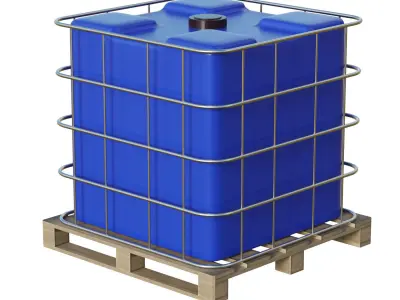 Plastic Water Tank On Pallet Low-poly 3D model