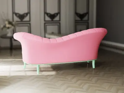 Furniture Sofa Blush Pink Chaise Lounge 002 Low-poly 3D model
