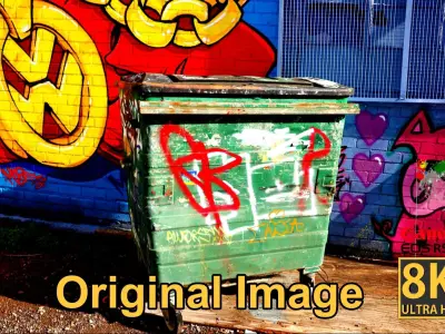 Green Graffiti Bin - 8K UHD 3D Scan Model  Low-poly 3D model