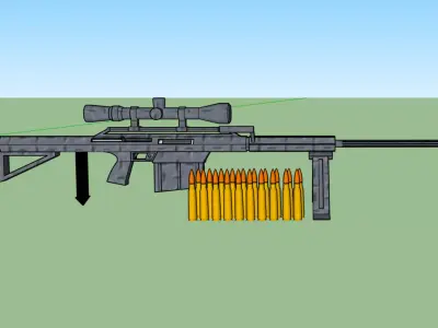 barrett rifle with bullets Free 3D model