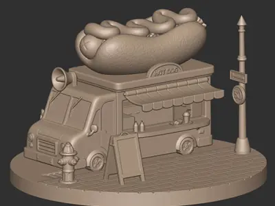 Food Truck Diorama Figure 3D print model