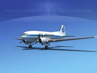 Douglas DC-3 Pan Am 3D model