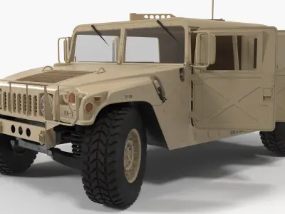 Military Humvee Vehicle Rigged for Cinema 4D 3D model