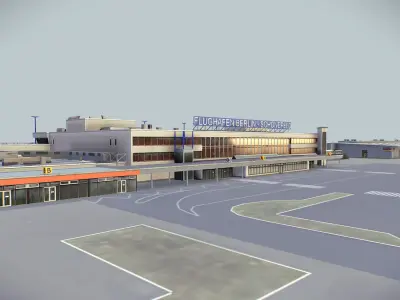 Airport Terminal Schonefeld EDDB  Low-poly 3D model