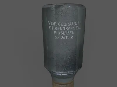World War 2  German M24 Stick Grenade Low Poly Model  Low-poly 3D model