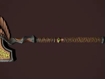 Rune two handed hammer Low-poly 3D model