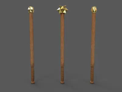 Realistic medieval brass maces 11 to 14th century Low-poly 3D model