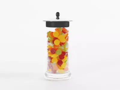 Glass Jar with Fruit Gums 3D model