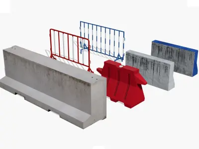 TRAFFIC BARRIERS PACK - Low Polygon - Low-poly 3D model