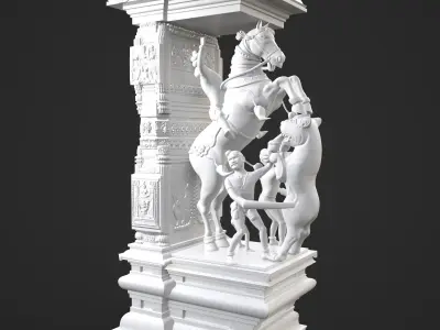 Traditional Scene Decorative Pillar High Poly Model 3D print model