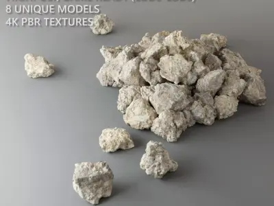 Rubble Trouble - High-Quality 3D Concrete Chunk Set Low-poly 3D model