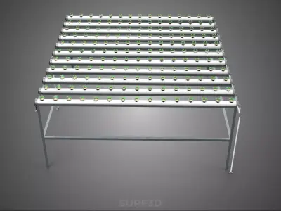HYDROPONIC FARM SETUP SEEDLINGS GROW NET POTS PARALLEL NFT PIPES 3D model