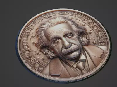 Albert Einstein Medallion 3D print model buy