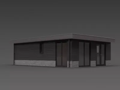 Modern Flat-Roof Building Free 3D model