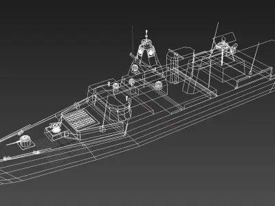 Battleship british warship Low-poly 3D model