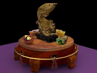  Chinese golden fish statue  3D model