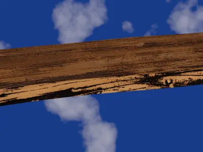 Wooden piece surface damaged by rain water Low-poly 3D model
