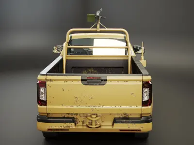 Generic Military Pickup with Machine Gun Desert Camo 3D model