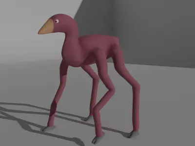 Alien Bird Base mesh Low-poly 3D model