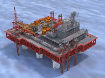 Offshore drilling platform-oil drilling 3D model purchase