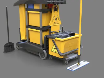 Cleaning Cart Low-poly 3D model buy