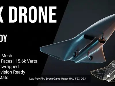 Stealth Military Aircraft Pack Low Poly UAV Game Ready OBJ FBX