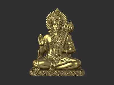Sitting hanuman ji murti high definition stl file  3D print model