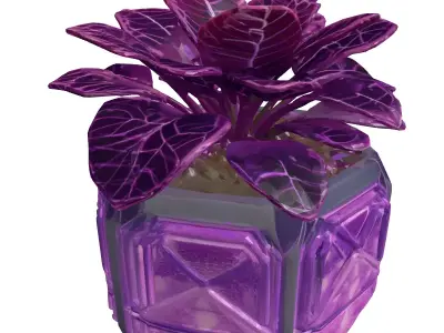 Futuristic Glowing Plant with Geometric Pot 3D model
