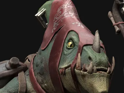 Witch Doctor Lizard Low-poly 3D model