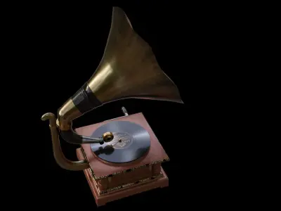 Antique Gramophone Low-poly 3D model