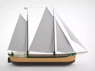 Historical sailing ship cargo 3D model