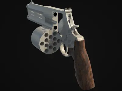 12-shot Revolver Low-poly 3D model