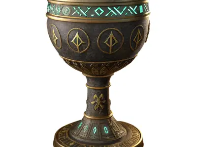 Mystic Obsidian Rune Goblet 3D print model