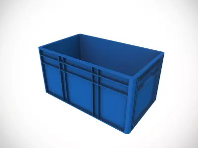 Industrial Plastic Storage Crate Low-poly 3D model