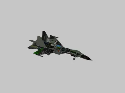 Detailed Modern Fighter Jet 3D Model Low-poly 3D model