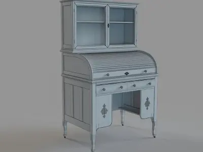 Antique Roll Top Secretary Desk 3D model