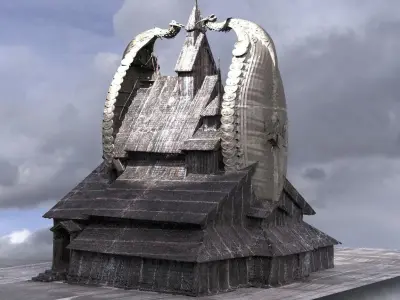 Viking Hall exterior ship design 2 3D model