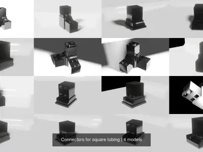 Connectors for square tubing 3D Model Pack