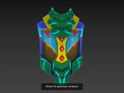 Shield with 3 style paint 3D Model Pack