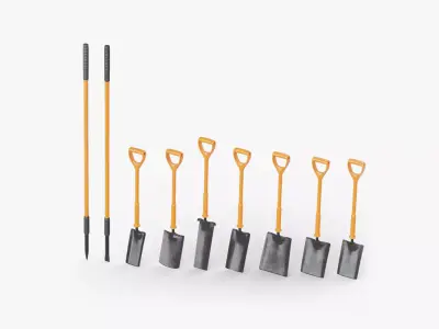 Shovel Pack 01 Ground Works Insulated Low-poly 3D model