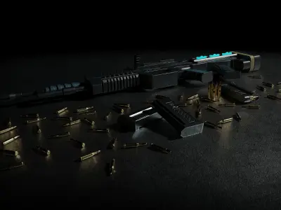 FENDER M6 Assault Rifle Low-poly 3D model