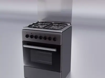 Metal and Steel Kitchen Oven interior 3D model Low-poly 3D model