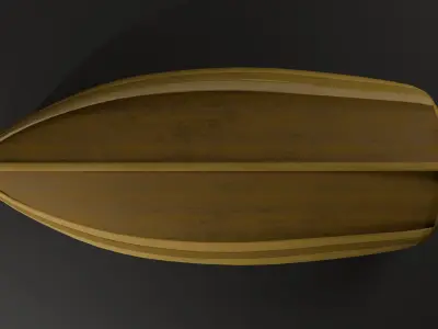 Wooden Boat Low-poly 3D model 5