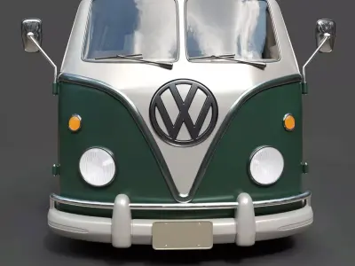 Vintage VW Bus - Hyper-Detailed Retro 3D Model 3D model