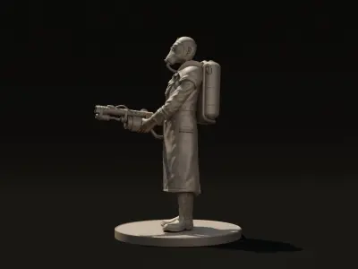 Steampunk Flame Thrower Miniature Figure  3d print  3D print model