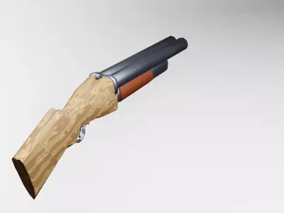 3d Low Poly Shotgun Low-poly 3D model