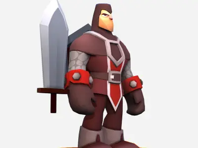Handpaint Cartoon Knight MMO Character Low-poly 3D model